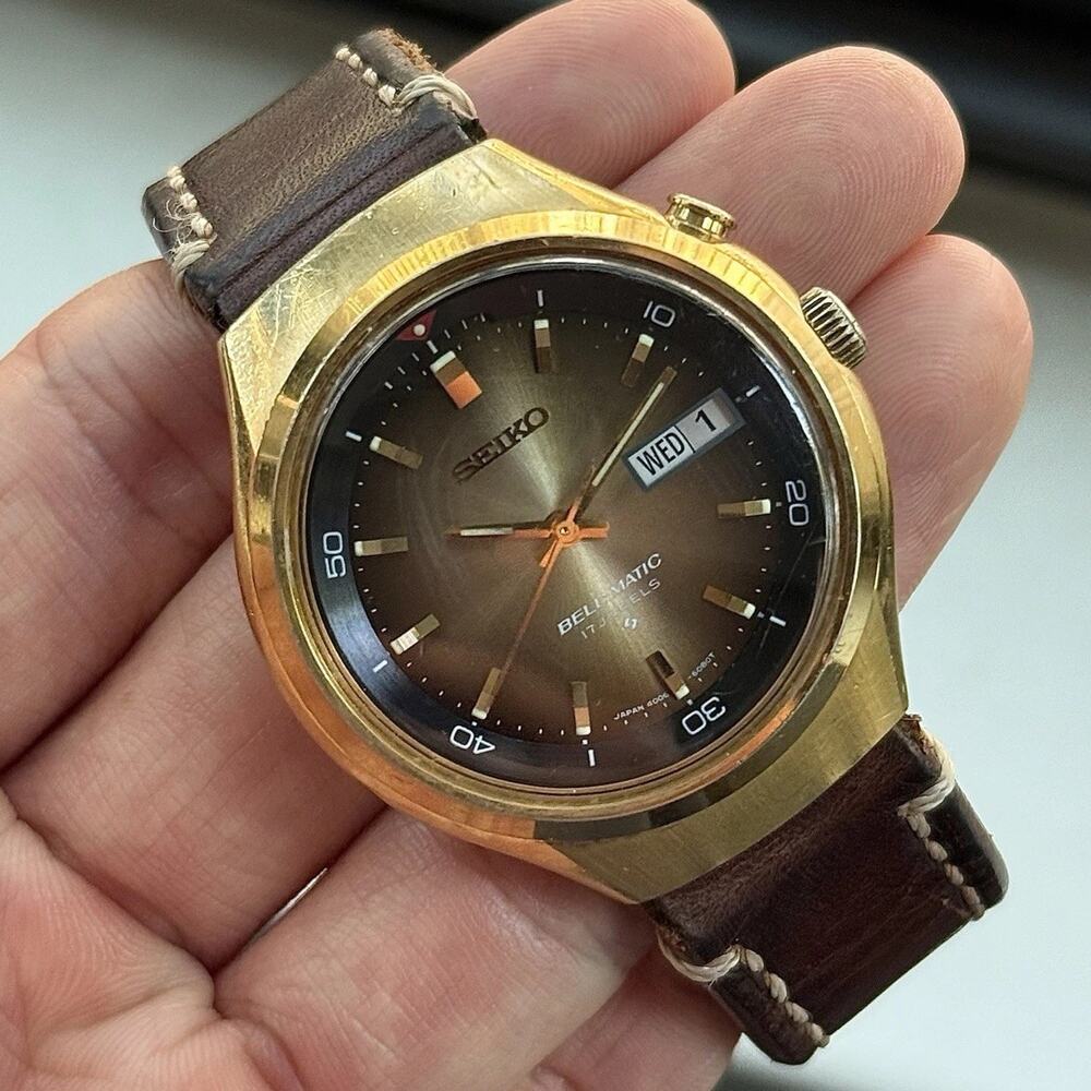 Vintage Seiko Bell-Matic Automatic Gold Alarm Day/Date 17 Jewels Watch 4006-6060